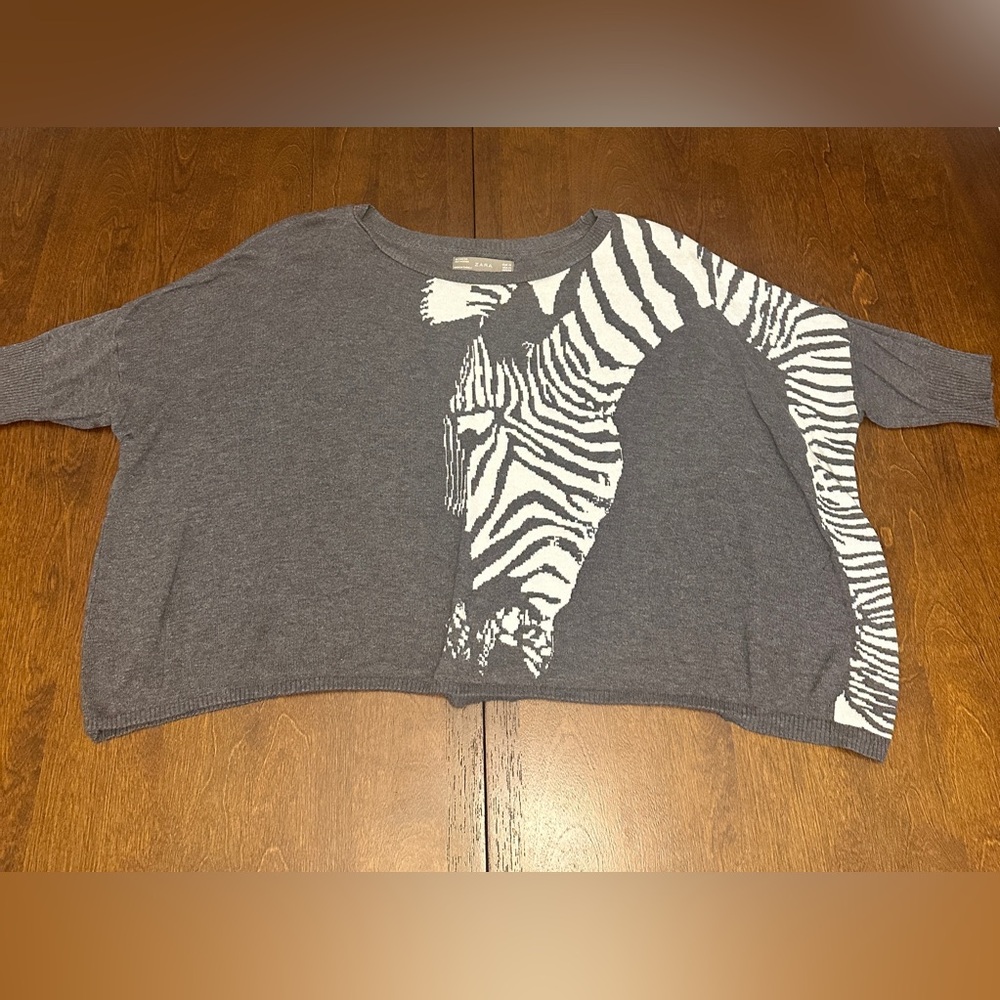 Zara Gray and White Zebra Sweater